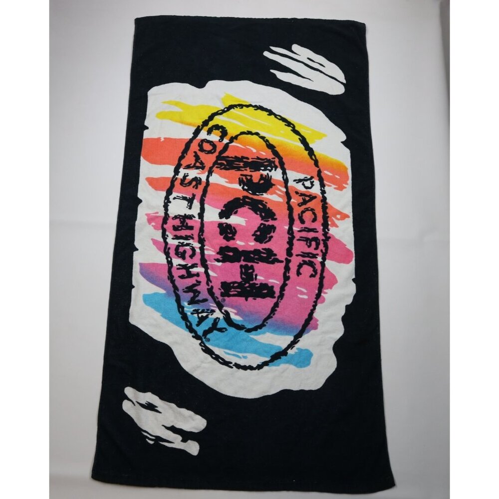 Vintage 90s PCH Pacific Coast Highway Surfing Skateboard Bath Beach Towel Cotton